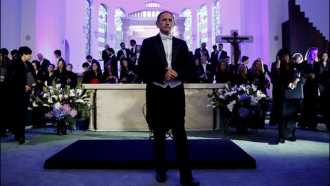 Miembros del Coro de la Fundación Princesa de Asturias ensayan hoy, miércoles 12 de septiembre de 2018, momentos previos a la inauguración del Séptimo Festival Internacional de Música Sacra que se realiza en Bogotá (Colombia)