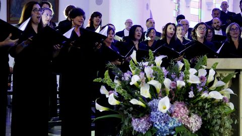 Miembros del Coro de la Fundación Princesa de Asturias ensayan hoy, miércoles 12 de septiembre de 2018, momentos previos a la inauguración del Séptimo Festival Internacional de Música Sacra que se realiza en Bogotá (Colombia)