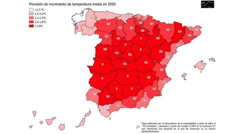 Incremento de las temperaturas en Asturias, para el 2050, segn el informe del Observatorio de la Sostenibilidad