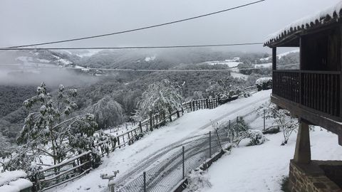 Nieve en La Casera, en Mieres