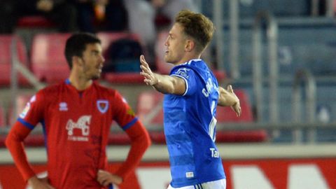 Gol Carlos Hernandez Numancia Real Oviedo Los Pajaritos.Carlos Hernández celebra el 1-2 frente al Numancia