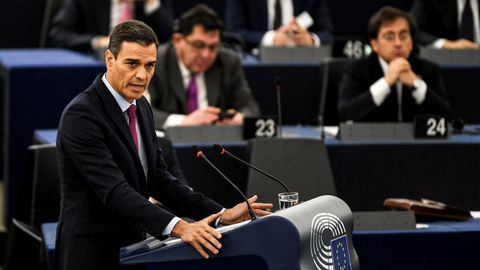 Pedro Snchez, hoy en su discurso ante el pleno del Parlamento Europeo