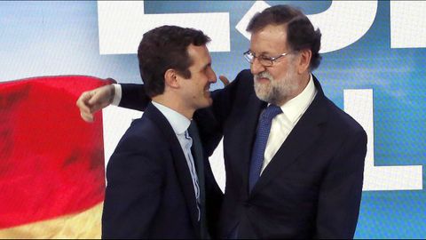 Mariano Rajoy y Pablo Casado, en la convención nacional del PP del 2019