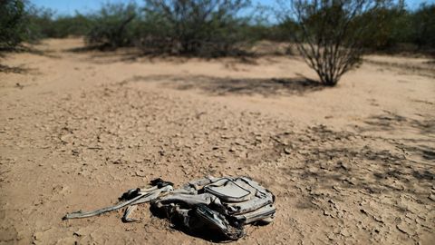 Restos de la mochila de un migrante en una zona desrtica de Arizona