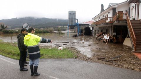 Estado que presenta la localidad de Peaulln, en el concejo de Pravia, por el desbordamiento del ro Naln como consecuencia de las intensas lluvias cadas 