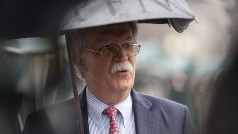 El asesor nacional de seguridad, John R. Bolton, durante su declaración a los medios en la Casa Blanca
