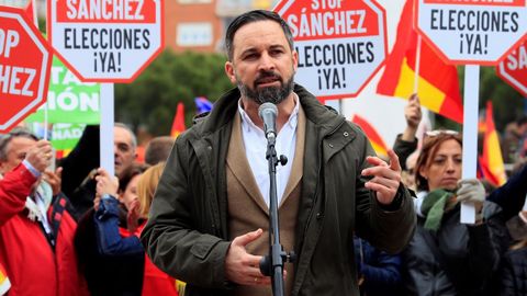 El líder de Vox, Santiago Abascal, durante su intervención