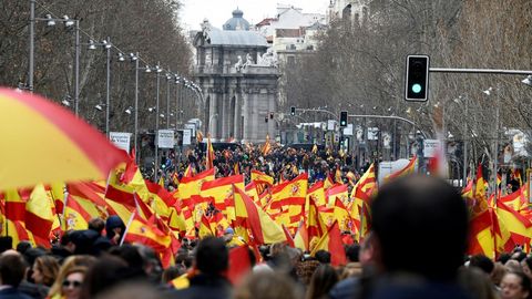 Vista de la calle Velázquez, durante la concentración para exigir la convocatoria de elecciones