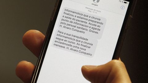 Mensaje que el Sergas envía a un usario por SMS.