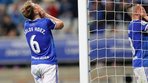 Carlos Hernández y Christian Fernández se lamentan ante el Lugo