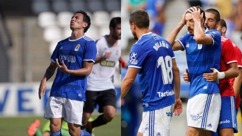 Steven y Toché se lamentan en un partido del Vetusta y del Real Oviedo, respectivamente