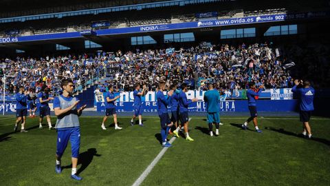 entrenamiento aficion Real Oviedo Carlos Tartiere.Los futbolistas, al término del entrenamiento en el Tartiere