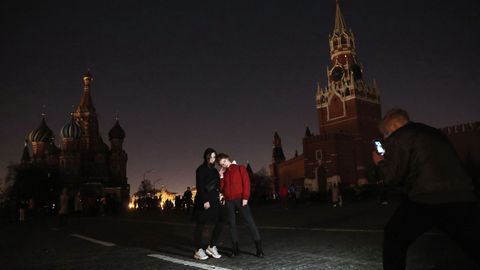 Detalle de la moscovita plaza Roja, en pleno apagón