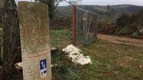 Tramo señalizado de la Vía XIX cerca de O Portelo, en el municipio lucense de Cervantes