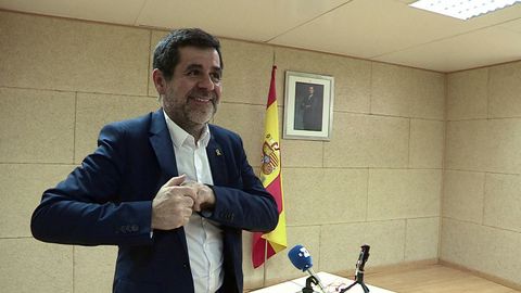 Jordi Snchez, en una rueda de prensa ofrecida desde la crcel madrilea de Soto del Real 