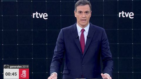 Pedro Snchez, durante el debate electoral de TVE