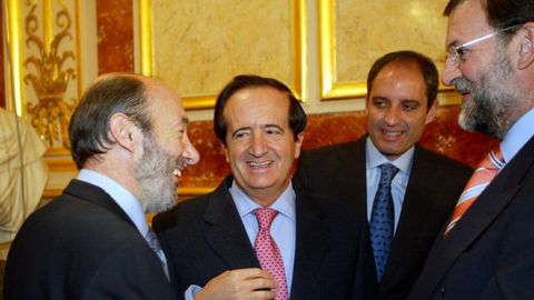 Alfredo Pérez Rubalcaba, Juan José Lucas, Francisco Camps y Mariano Rajoy durante la recepción oficial del XXVI aniversario de la Constitución