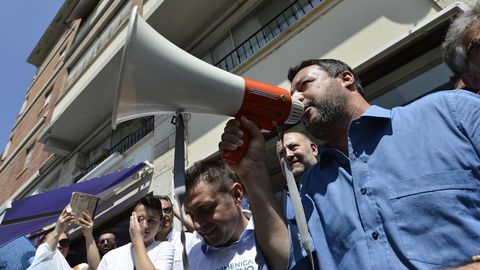 Matteo Salvini participa este miércoles en un acto electoral en Ascoli Piceno