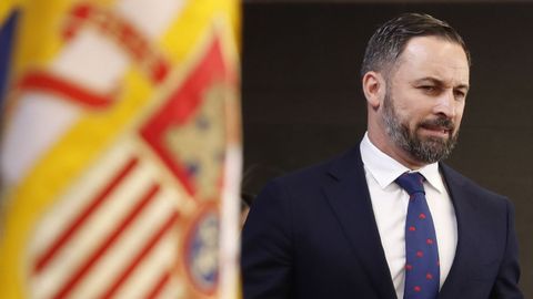 Santiago Abascal ofreció este jueves una rueda de prensa en el Congreso de los Diputados