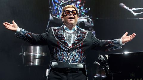 El cantante y compositor britnico Elton John durante su actuacin en el Wizink Center de Madrid