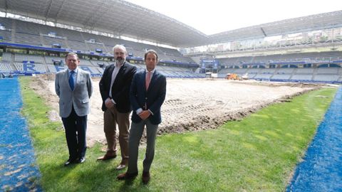 Alfredo Canti, Manolo Paredes y Nacho Cuesta en el Carlos Tartiere