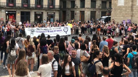 Manifestacin en Barcelona, el pasado 8 de julio, contra la llamada Manada de Manresa, acusada de violar a una menor