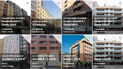 Algunos de los inmuebles que el banco malo tiene en Oviedo