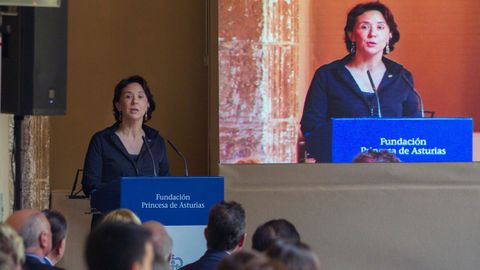 Teresa Sanjurjo directora de la Fundación Princesa de Asturias, durante su intervencion en el acto de la lección magistral que el director de orquesta Aarón Zapico