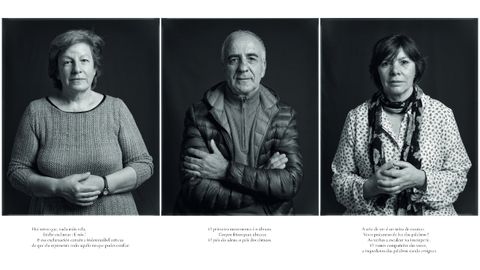 Tres dos retratos da serie: Pilar Taboada, Manuel Queijo e Preciosa Martnez