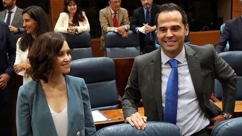 Daz Ayuso con el vicepresidente de la Asamblea de Madrid, Ignacio Aguado