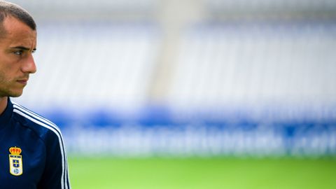 Tejera Real Oviedo Carlos Tartiere.Sergio Tejera, durante un entrenamiento en el Carlos Tartiere