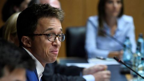 Íñigo Errejón, este jueves, durante la reunión de la junta de portavoces en la Asamblea de Madrid