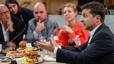 Zelenski, durante su maratoniana comparecencia ante la prensa