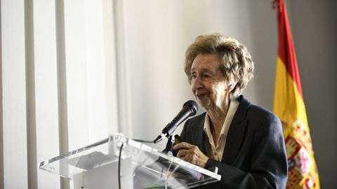 La bioqumica y ganadora del Premio Inventor Europeo 2019, Margarita Salas, durante su intervencin en el acto de homenaje, en el Instituto Nacional de Investigacin y Tecnologa Agraria-INIA.
