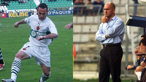 Nino, durante un partido en el 2002 contra el Racing de Ferrol, club en el que dirigió el arousano.