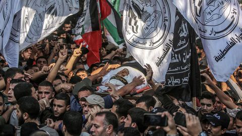 Multitudinario funeral por el comandante de la Yihad Islámica, Baha Abu al-Ata, asesiando por Israel