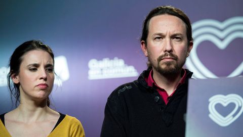 Irene Montero y Pablo Iglesias, en un acto de Podemos