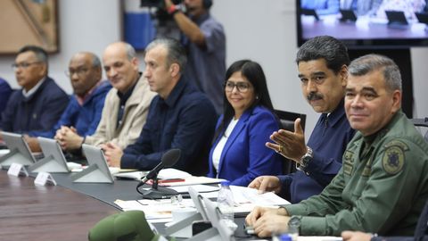 Maduro, en el Consejo de Ministros del lunes en el palacio presidencial Miraflores