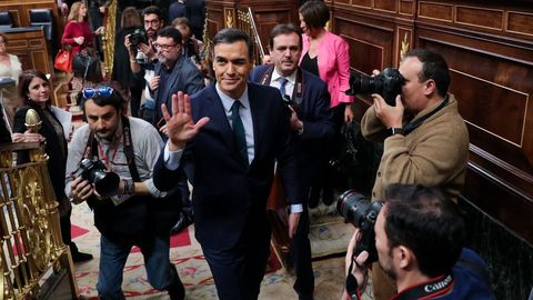 Pedro Sánchez, al finalizar la segunda sesion del pleno de investidura el pasado día 5