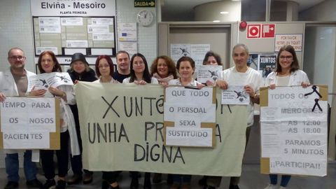 Imagen de archivo de una protesta de Atención Primaria en el centro de salud de Elviña