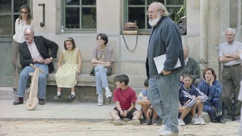 José Luis Cuerda, durante la grabación de la película «La lengua de las mariposas» en Allariz.
