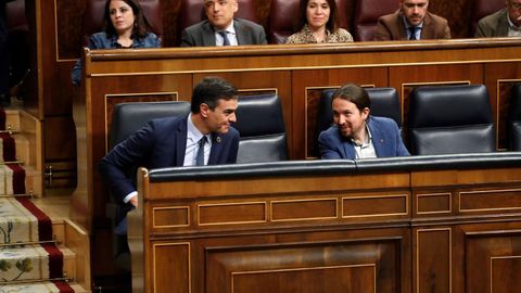 Pedro Snchez y Pablo Iglesias, en el Congreso