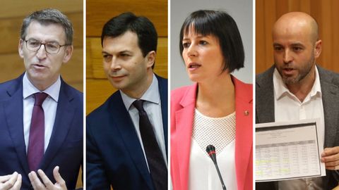 Alberto Núñez Feijoo (PPdeG), Gonzalo Caballero (PSdeG, , Ana Pontón (BNG) y Luís Villares (En Marea)
