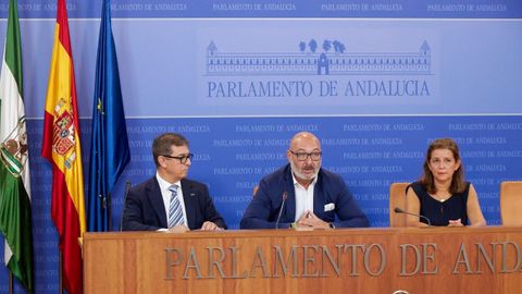 María Jose Piñeiro, a la derecha, en un acto con ya sus excompañeros de Vox en el parlamento andaluz