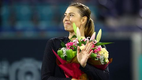 Sharapova tras su partido frente a Tomljanovic durante el torneo de Abu Dhabi en diciembre del 2019, una de sus últimas apariciones.