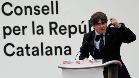 Carles Puigdemont, durante su intervención en un acto en Perpiñán