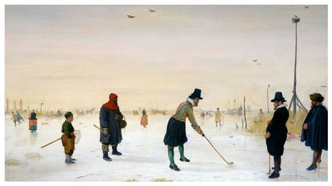 Detalle del cuadro Los jugadores de golf en el hielo (1625), obra del pintor holands Hendrick Avercamp (1585-1634)