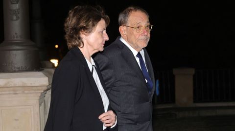 El político Javier Solana asiste este miércoles al funeral del empresario Plácido Arango, fallecido el pasado 17 de febrero a los 88 años. EFE/JUANJO MARTÍN