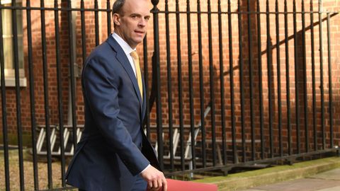 El ministro británico de Exteriores, Dominic Raab, que asume la gestión del Gobierno del Reino Unido ante la ausencia de Boris Johnson