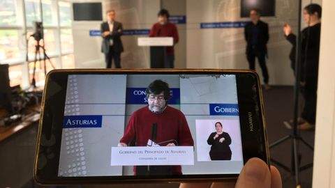 Ismael Huerta interviene en la rueda de prensa telemática, en la que ha participado con Rafael Cofiño y Mario Margolles